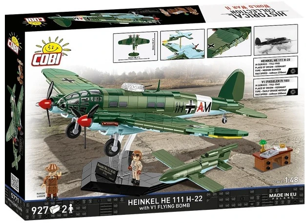 Cobi Klocki „Heinkel he 111 h-22“ su v1 skraidančia bomba, 927 dalys