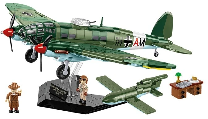 Cobi Klocki „Heinkel he 111 h-22“ su v1 skraidančia bomba, 927 dalys