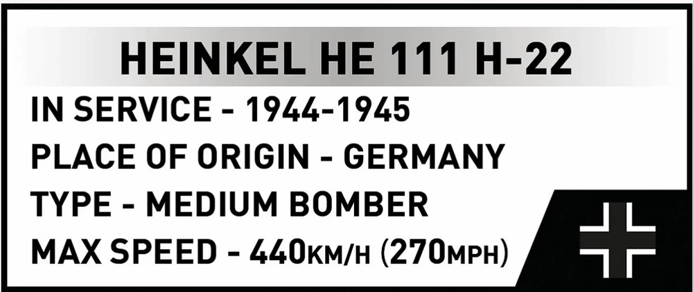 Cobi Klocki „Heinkel he 111 h-22“ su v1 skraidančia bomba, 927 dalys