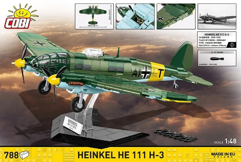 Cobi Klocki „Heinkel he 111 h-3“ 788 dalių statybiniai kaladėlės