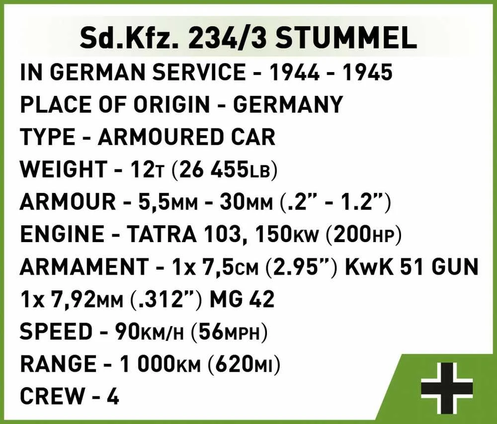 Cobi Klocki istorinė kolekcija Sd.Kfz. 234/3 stuburo