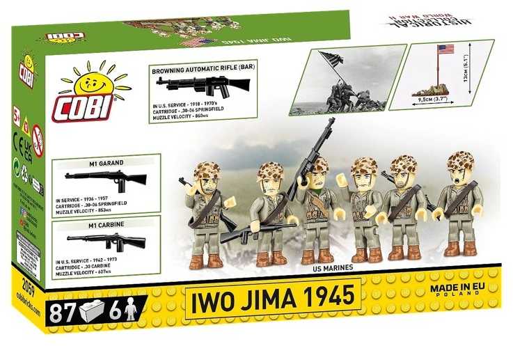 COBI 2059 blokai pakelia vėliavą Iwo Jima 1945 m. 6 JAV jūrų pėstininkų figūrėlės