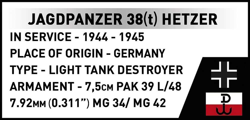 Cobi „Jagdpanzer 38(t) Chwat“ – 731 kaladėlių konstruktorius