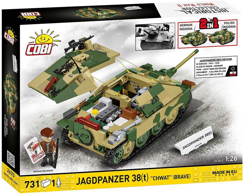 Cobi „Jagdpanzer 38(t) Chwat“ – 731 kaladėlių konstruktorius