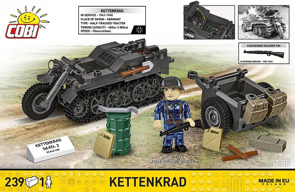 Cobi Žaislinis modelis Kettenkrad / Sd.Kfz. 2, 239 blokai, 1:28