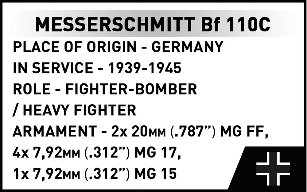 Cobi Kaladėlių rinkinys Messerschmitt Bf 110C 1:32 modeliui