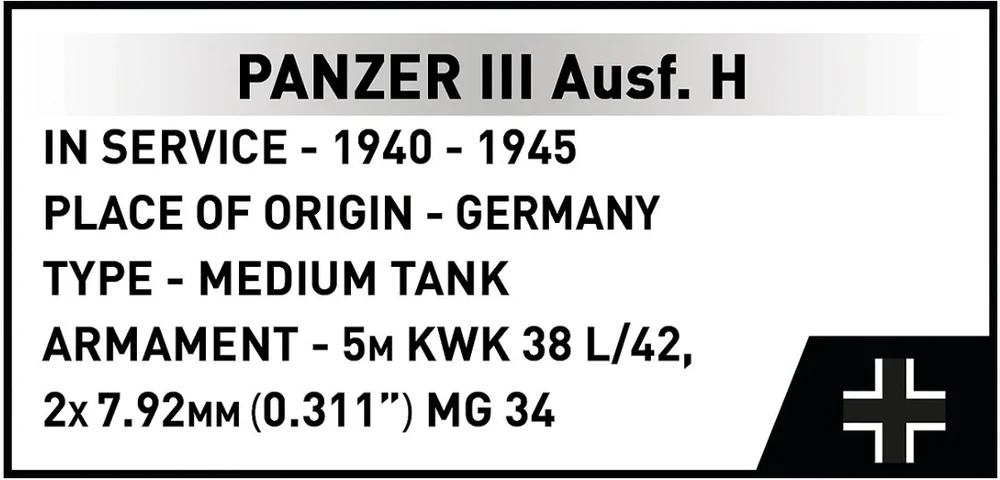 Cobi Klocki Panzer III Ausf.H blokai 963 vnt