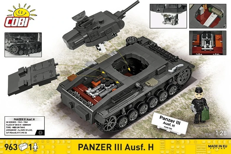 Cobi Klocki Panzer III Ausf.H blokai 963 vnt
