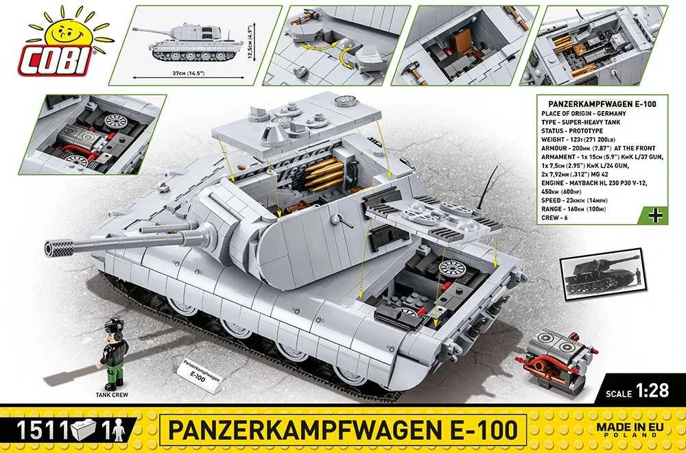 COBI - Konstruktorius Panzerkampfwagen E-100, 1/28, 2572