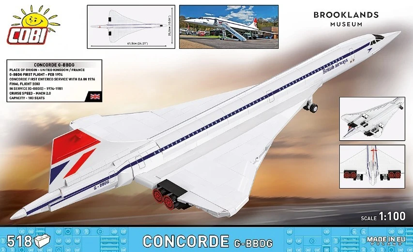 Cobi Klocki samolot concorde g-bbdg 518 dalys