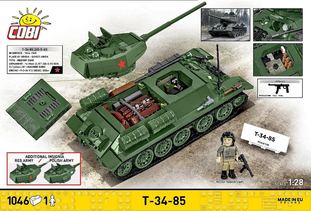 Cobi Klocki t-34-85 1046 klocków