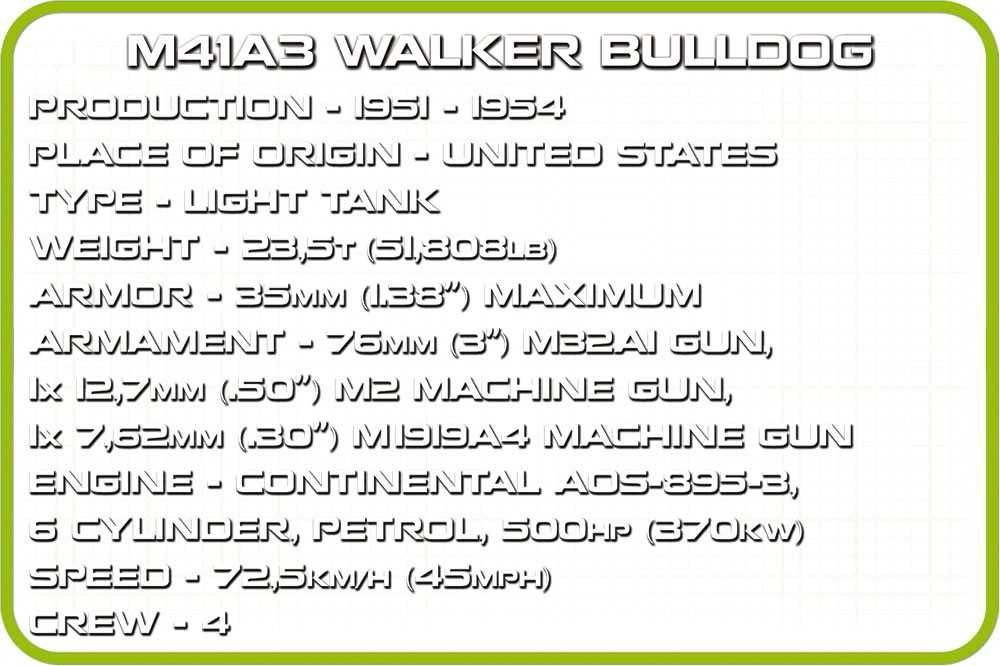 Konstravimo žaidimai – Vietnamo karo tankas M41A3 Walker Bulldog – 625 vnt. – 2 Cobi figūrėlės