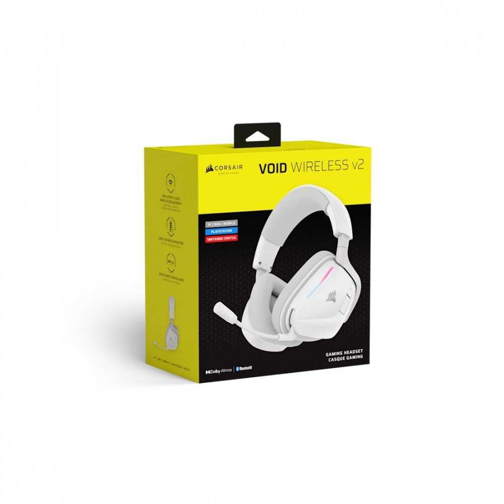 CORSAIR Void v2 belaidės žaidimų ausinės | 2,4G, BT | Baltas
