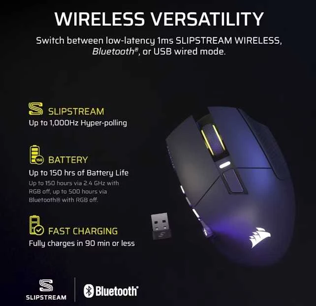 CORSAIR SCIMITAR ELITE WIRELESS SE Pelė žaidimams Gun metal 33000 DPI Optinė
