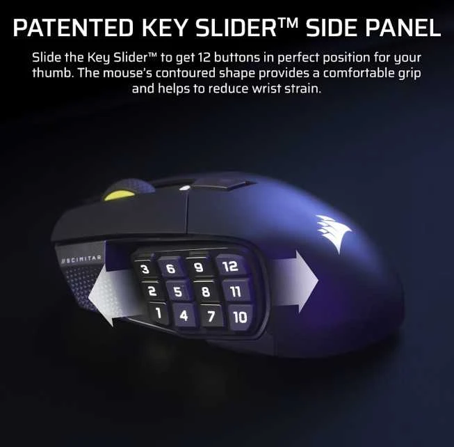 CORSAIR SCIMITAR ELITE WIRELESS SE Pelė žaidimams Gun metal 33000 DPI Optinė
