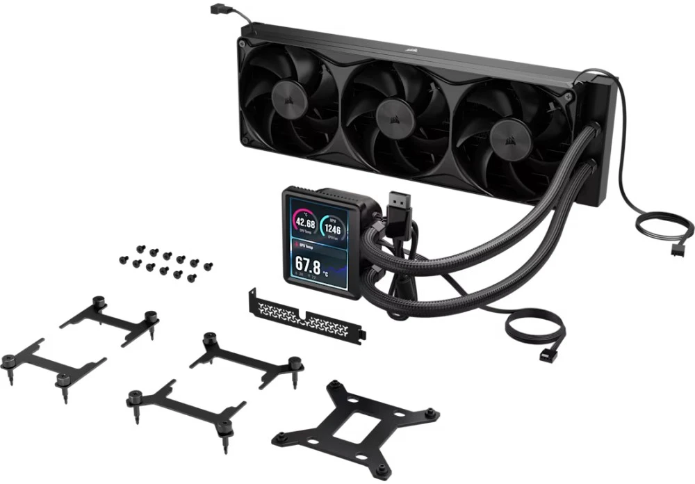 Corsair Nautilus II 360 RS LCD 360 mm AIO aušintuvas, juodas