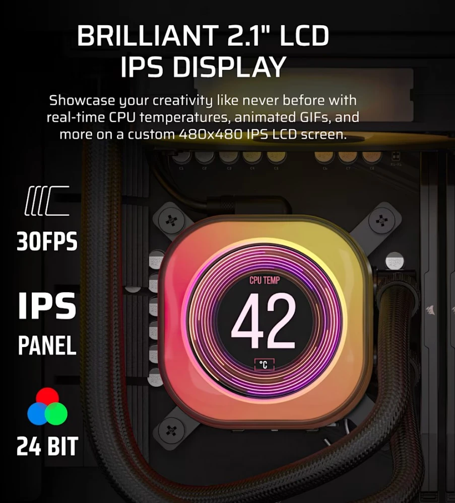 Corsair | Skystas procesoriaus aušintuvas | iCUE LINK TITAN 240 RX LCD | Intel, AMD