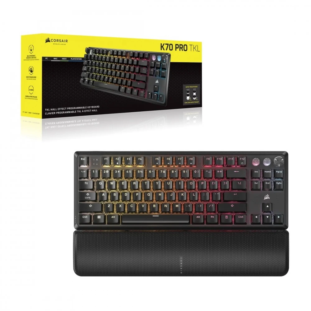 CORSAIR K70 PRO TKL Tenkeyless Magnetic-Mechaninė klaviatūra žaidimams RGB LED pašvietimas CORSAIR MGX v2 Juodas