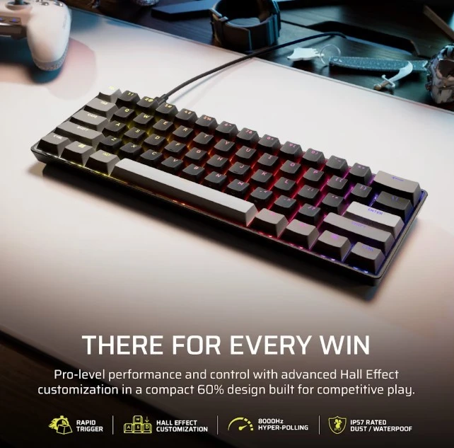 CORSAIR CLIPPER PRO MINI 60 Hall Effect Klaviatūra žaidimams Juodas