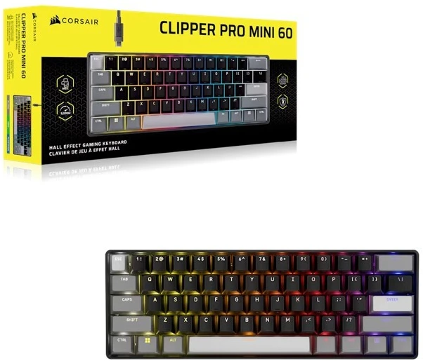 CORSAIR CLIPPER PRO MINI 60 Hall Effect Klaviatūra žaidimams Juodas