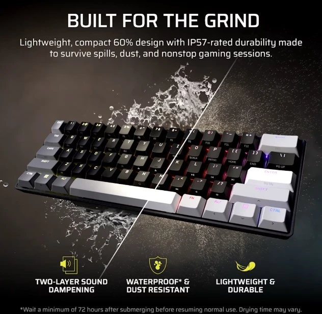 CORSAIR CLIPPER PRO MINI 60 Hall Effect Klaviatūra žaidimams Juodas
