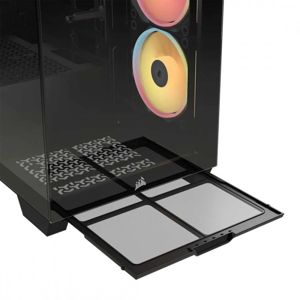 „Corsair 3500X LX-R“ kompiuterio korpusas, vidutinio dydžio bokštas, E-ATX, RGB, grūdintas stiklas – juodas