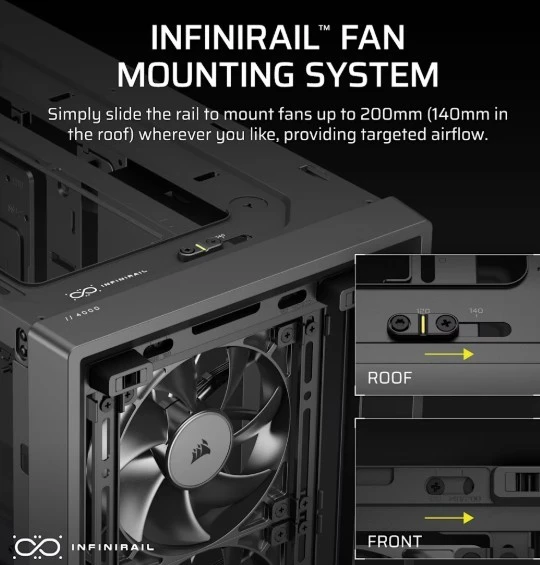 Corsair FRAME 4000D RS medinis kompiuterio korpusas, Midi-Tower, E-ATX - medinis, juodas