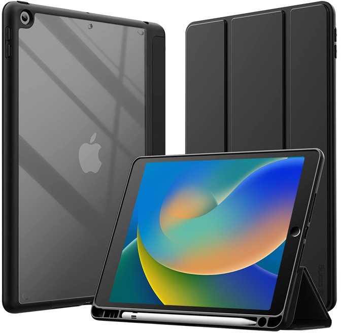 Crong PrimeFolio - dėklas skirtas iPad 10.2” (2021-2019) with stand and Apple Pieštukas charging (Juodas)