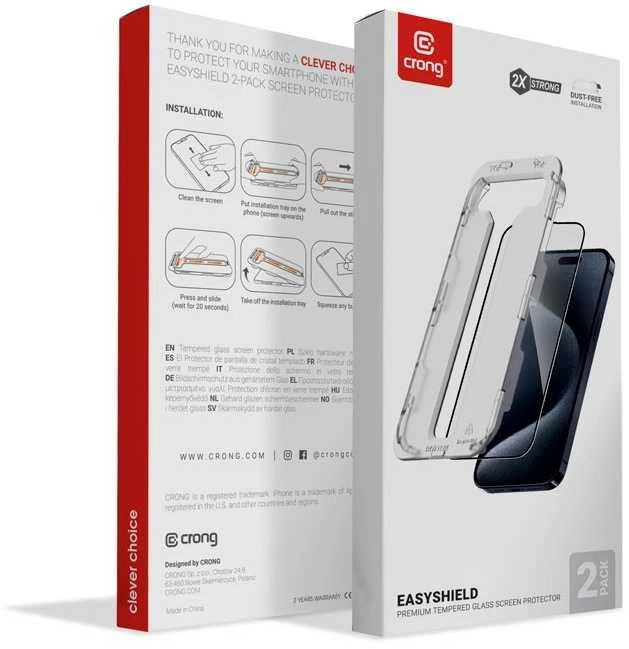 Crong EasyShield 2 vnt. - Apsauginis stiklas skirtas Apple iPhone 16 / Apple iPhone 15 (2 pieces)