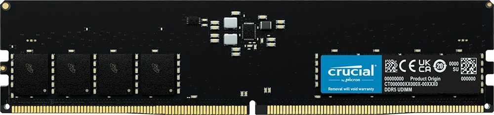 Crucial DDR5 operatyvioji atmintis su juoda plokšte