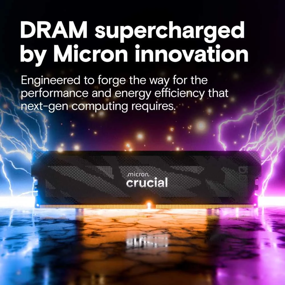 RAM „Crucial Pro“ spartinimo funkcija, 32 GB [2 x 16 GB 6400 MHz DDR5 CL32 UDIMM]