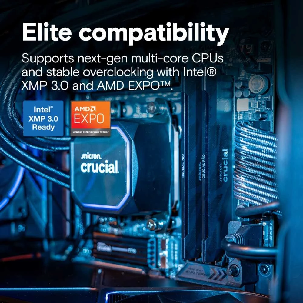 RAM „Crucial Pro“ spartinimo funkcija, 32 GB [2 x 16 GB 6400 MHz DDR5 CL32 UDIMM]