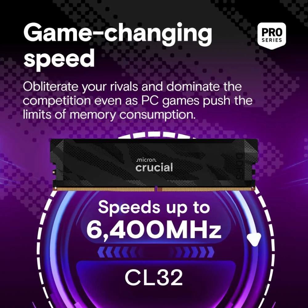 DDR5 RAM atmintis 6400 MHz reklaminiame skydelyje