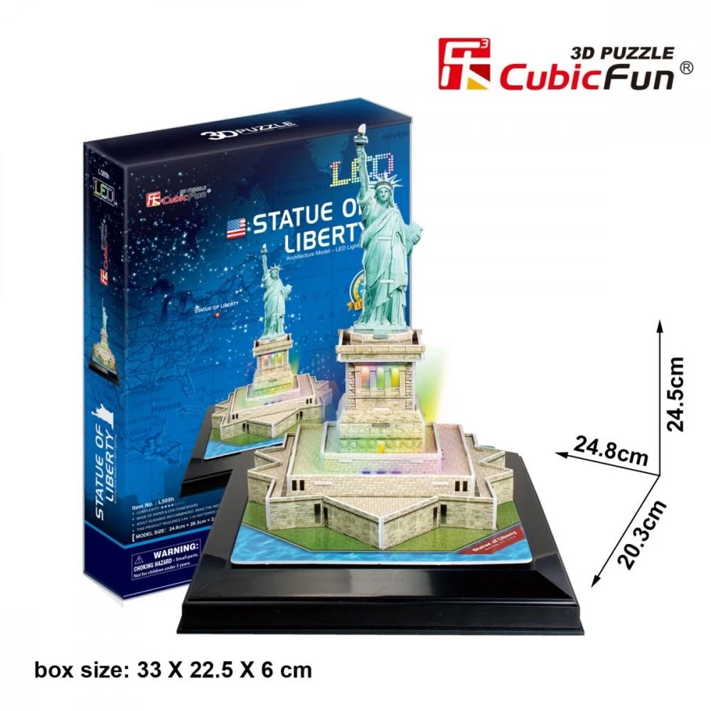 CUBICFUN 3D dėlionė „Laisvės statula“ (LED)