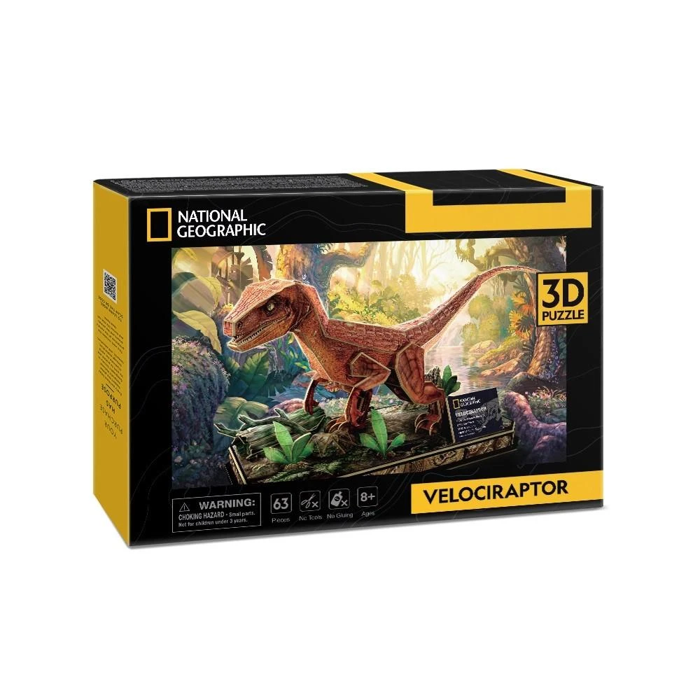 CUBIC FUN National Geographic 3D dėlionė „Velociraptorius“