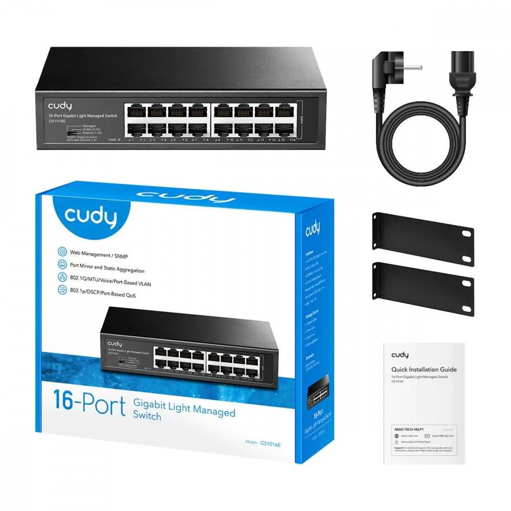 Šakotuvas Cudy Przełącznik gs1016e 16-port gigabit light managed switch