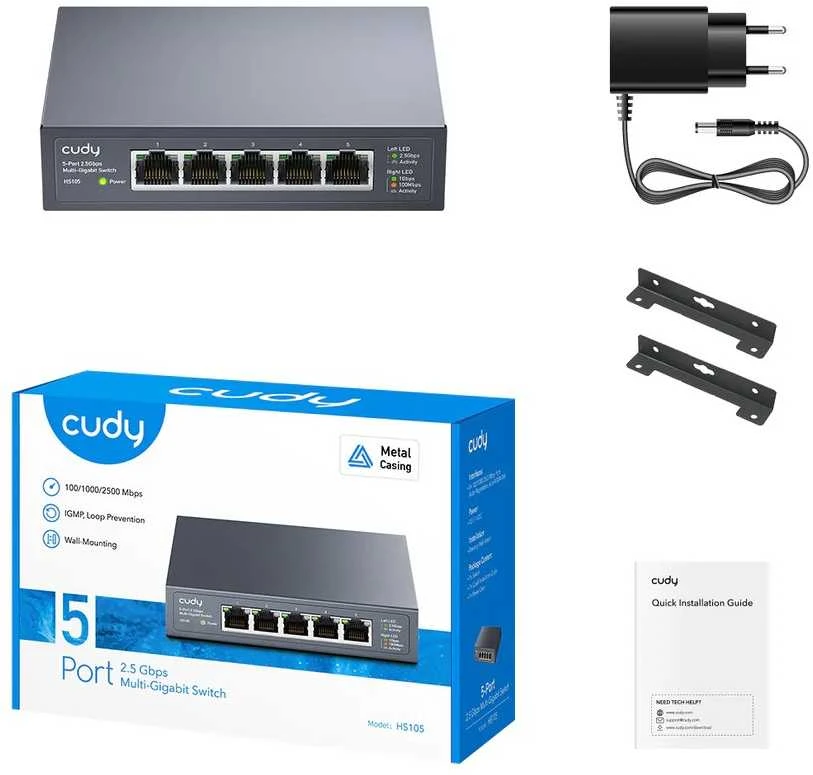 Šakotuvas CUDY HS105 nevaldomas 5 prievadų komutatorius