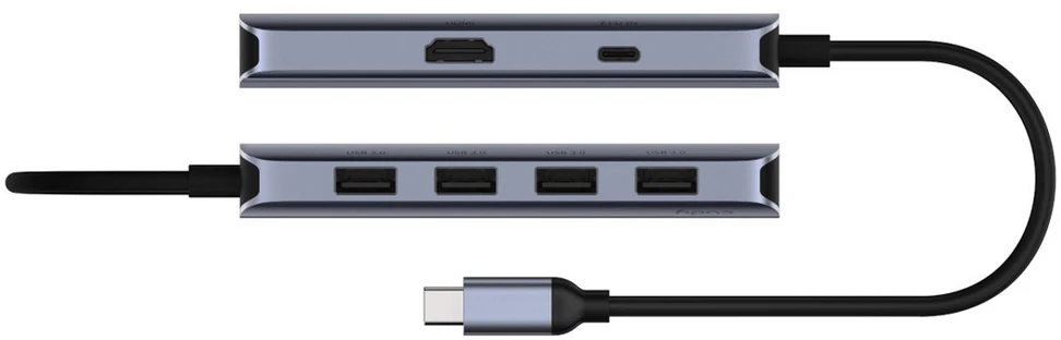 Cudy UH500 laptop dock/port replicator USB 3.2 Gen 1 (3.1 Gen 1) Type-C Pilkas, Sidabrinis