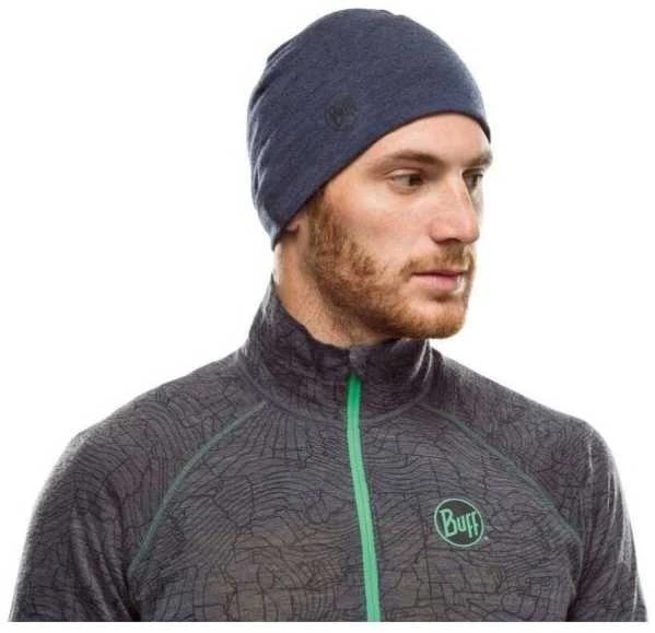 Mėlyna BUFF MERINO MIDWEIGHT BEANIE MELANGE NIGHT Mėlynas