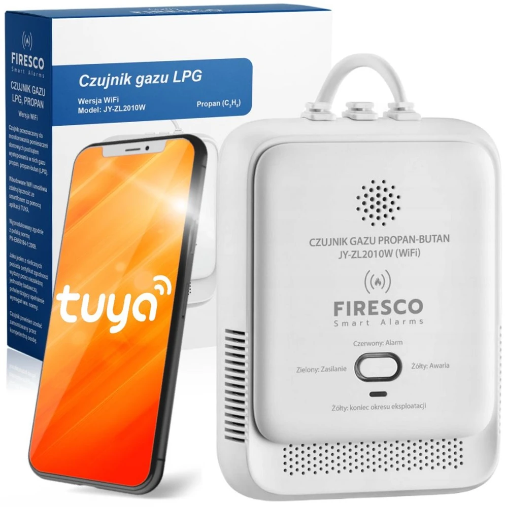 Dujų nuotėkio jutiklis propanas-butanas Firesco (LPG) JY-ZL2010W Wi-Fi Tuya Smart Life