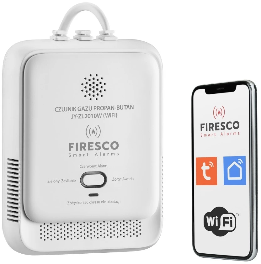 Dujų nuotėkio jutiklis propanas-butanas Firesco (LPG) JY-ZL2010W Wi-Fi Tuya Smart Life