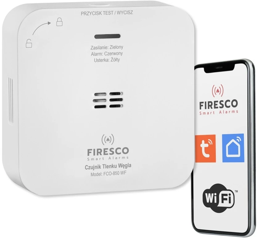 Anglies monoksido jutiklis Firesco FCO-850 WF Wi-Fi Tuya Smart Life