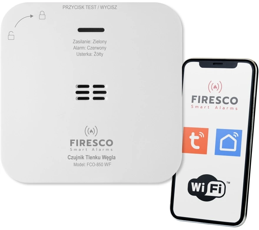 Anglies monoksido jutiklis Firesco FCO-850 WF Wi-Fi Tuya Smart Life