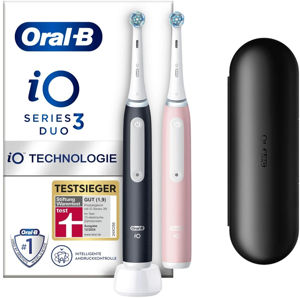 Elektrinis dantų šepetėlis Oral-B iO Series 3n Duo Edition, juodas/rožinis