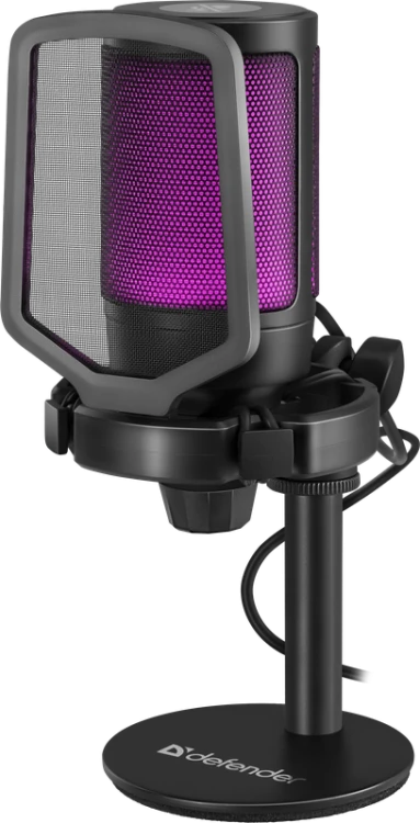 Defender, do streamowania mikrofon, IMPULSE GMC 600, garsumo valdymas, juoda, Podświetlany RGB