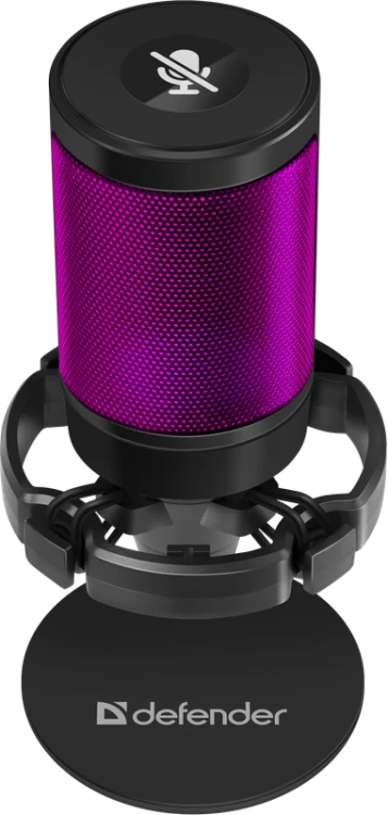 Defender, do streamowania mikrofon, IMPULSE GMC 600, garsumo valdymas, juoda, Podświetlany RGB