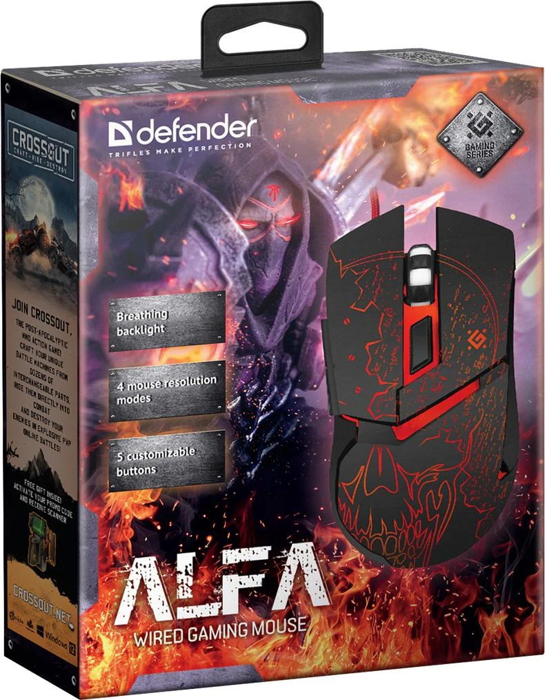 Defender pelė su laidu alfa gm-703l optinė 3200dpi 6p 52703