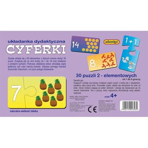 Dėlionė ADAMIGO 3280 Edukacinis numerių galvosūkis
