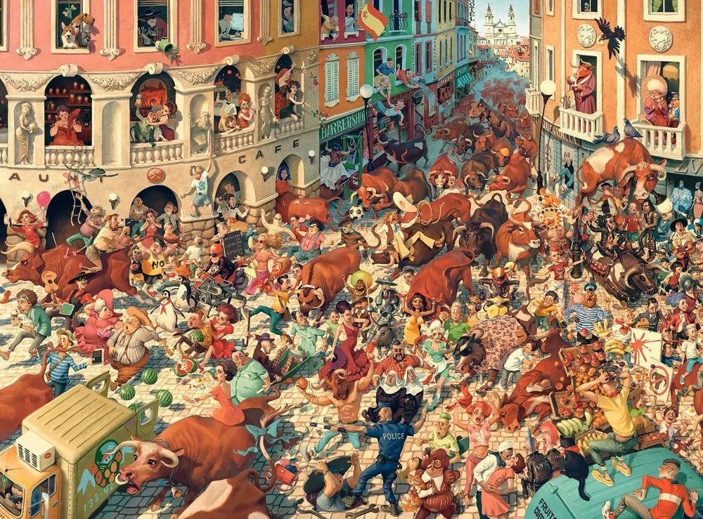Castorland Dėlionė 3000 vnt. - Bulių bėgimas Pampelunoje
