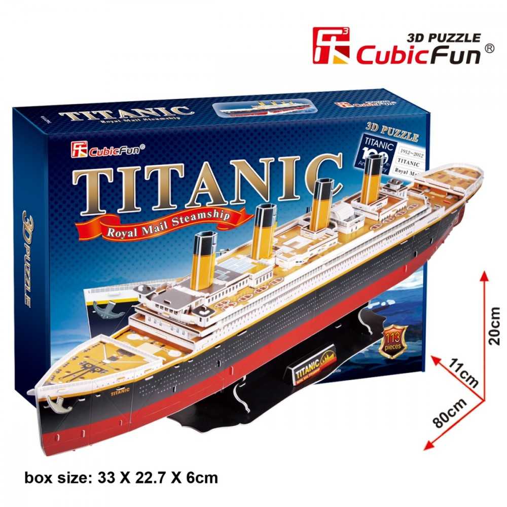 3D dėlionė CubicFun „Titanikas“, 113 detalių